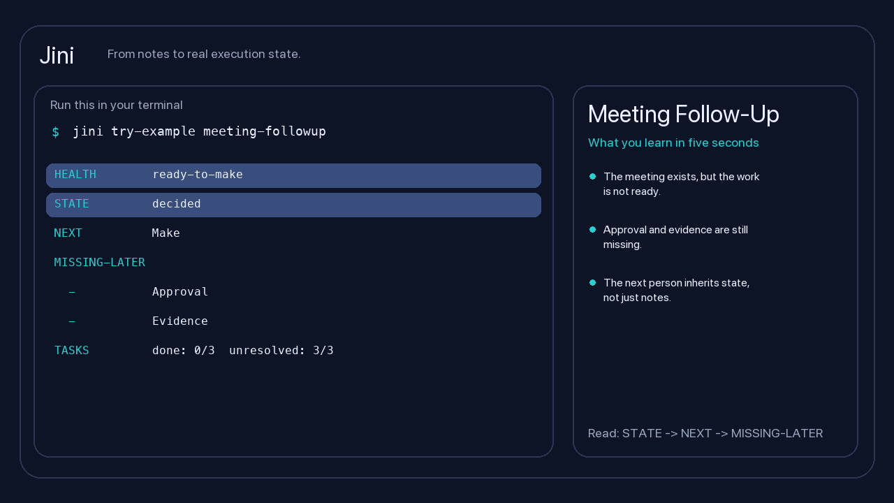 Jini turning meeting notes into a sendable follow-up